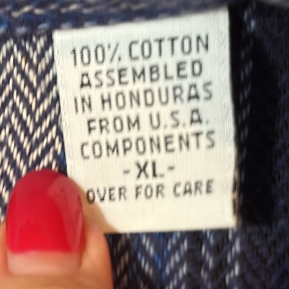 XL Bay Area Traders BLUE HERRINGBONE STRIPED Flannel Shirt buttons HEAVY RUGGED - Picture 9 of 12